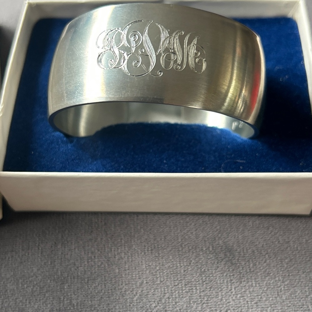 Vintage Reed & Barton Pewter Engraved Cuff Bracelet
